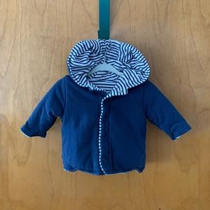 0-3 Months Navy & White Stripe Reversible Coat